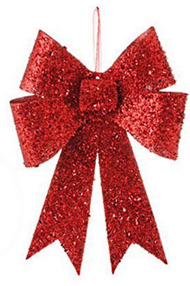 Glittered Bow Ornament - Green