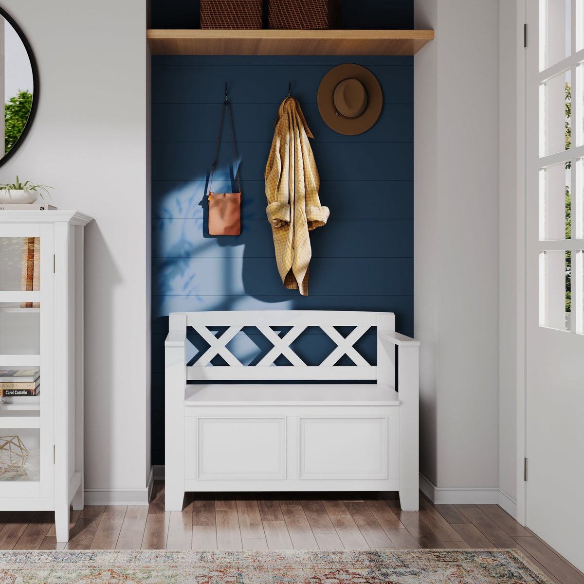 Amherst Solid Wood 36 inch Wide Transitional Entryway Storage Bench