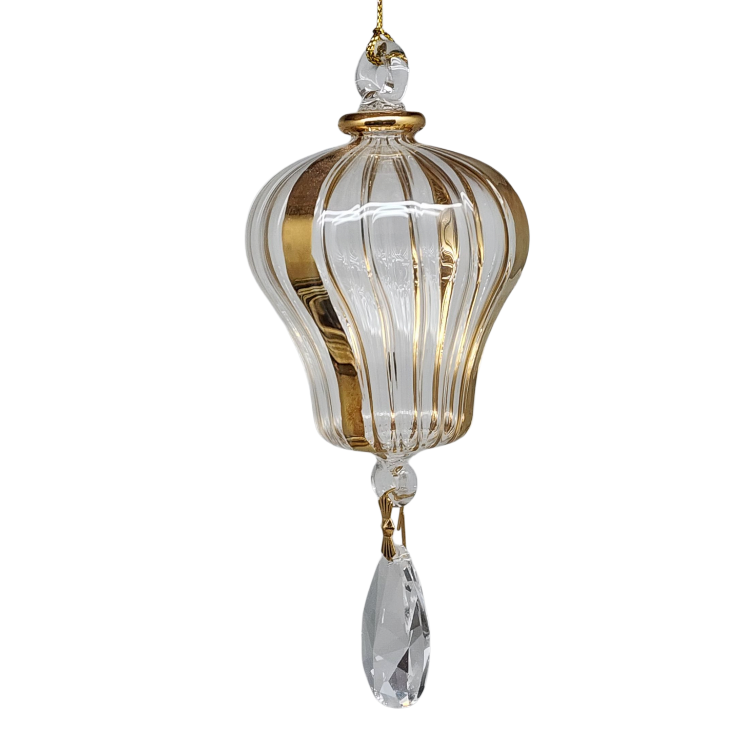 Blown Egyptian Glass Gold Hot Air Balloon