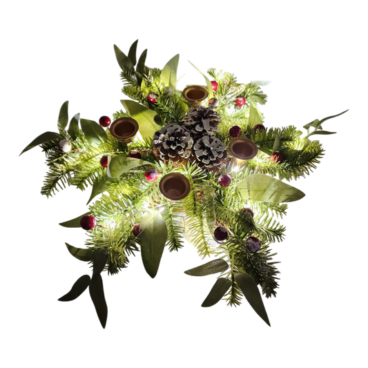 Lighted Candle Wreath - 18 Inch