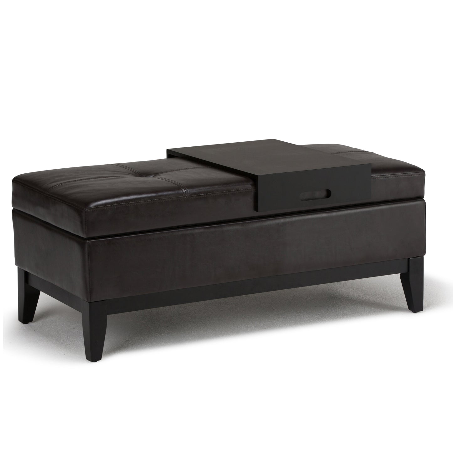 Oregon 42 Inch Wide Storage Ottoman Bench with Tray in Tanners