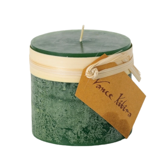 Holly Green Timber Pillar Candle -  3 x 3.25"