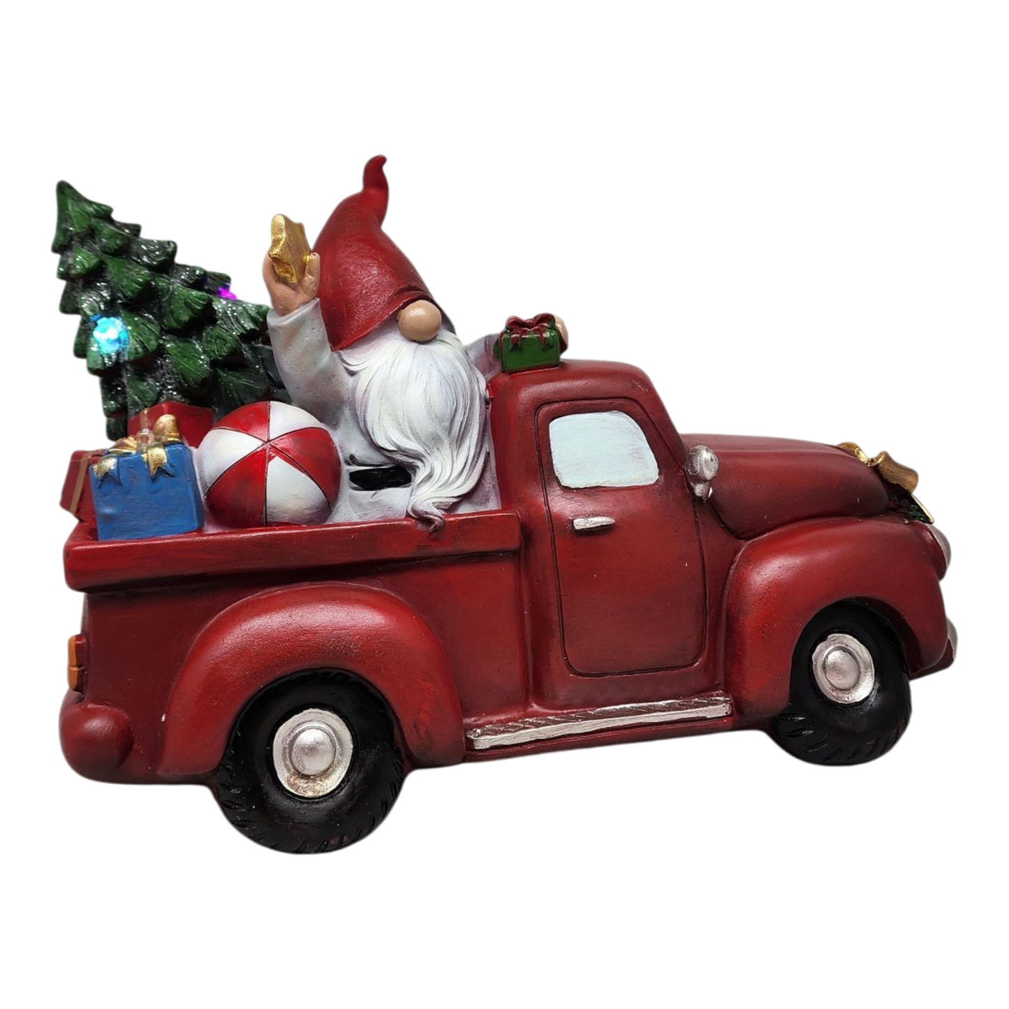 Festive Gnome's Lighted Truck Figurine