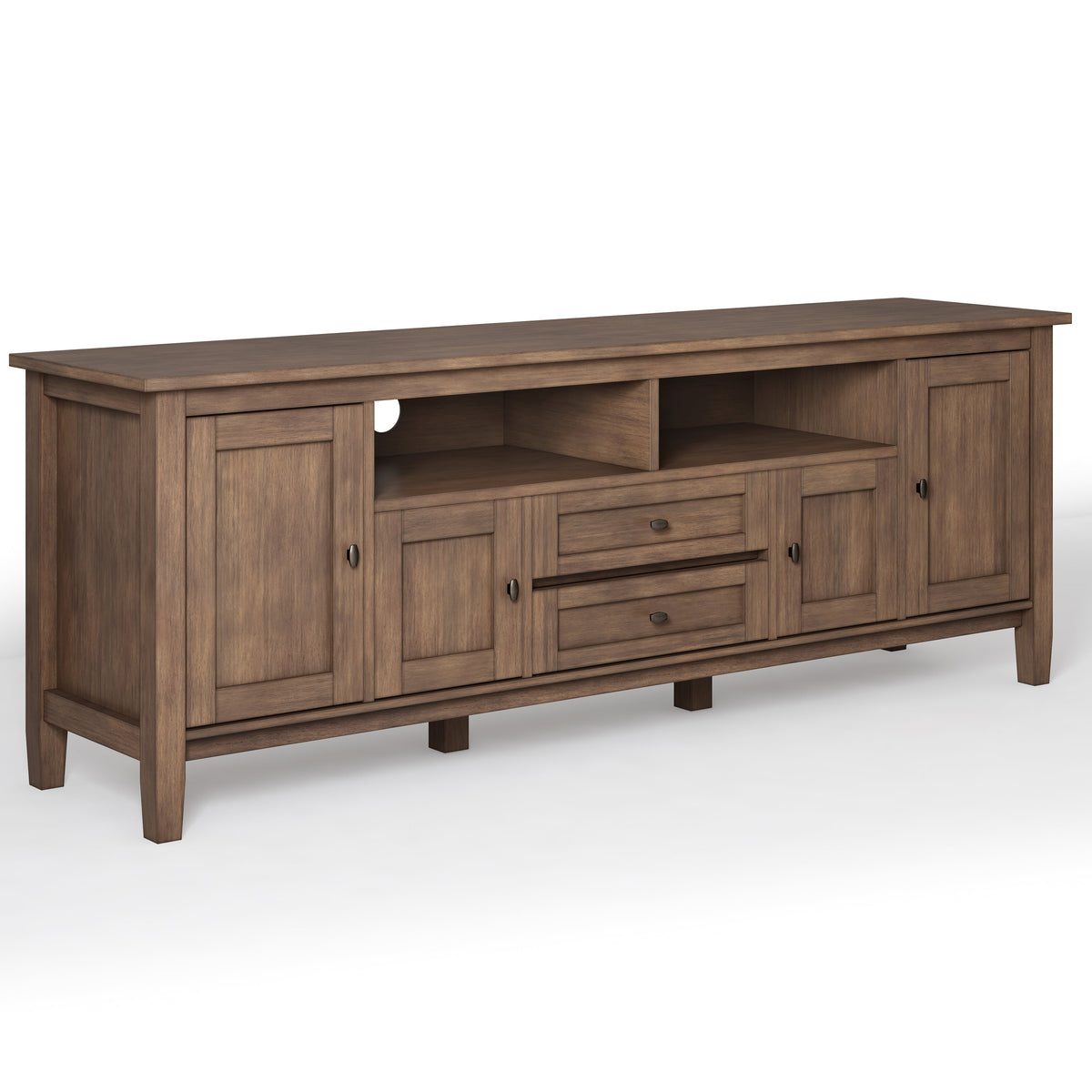 Warm Shaker 72 Inch Wide Solid Wood TV Stand in Rustic