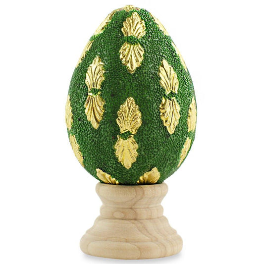 Golden Leaves Wooden Easter Egg