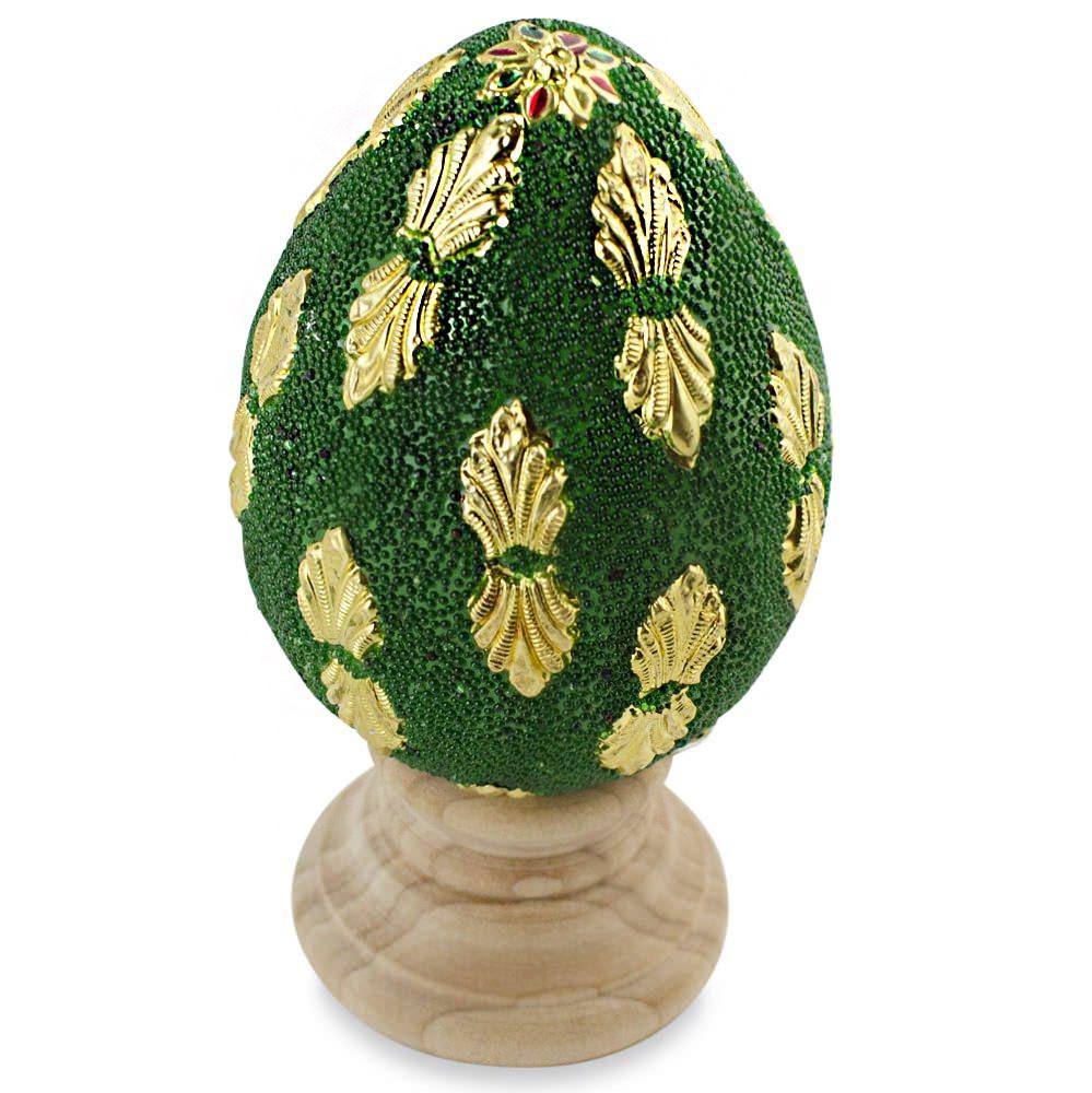Golden Leaves Wooden Easter Egg