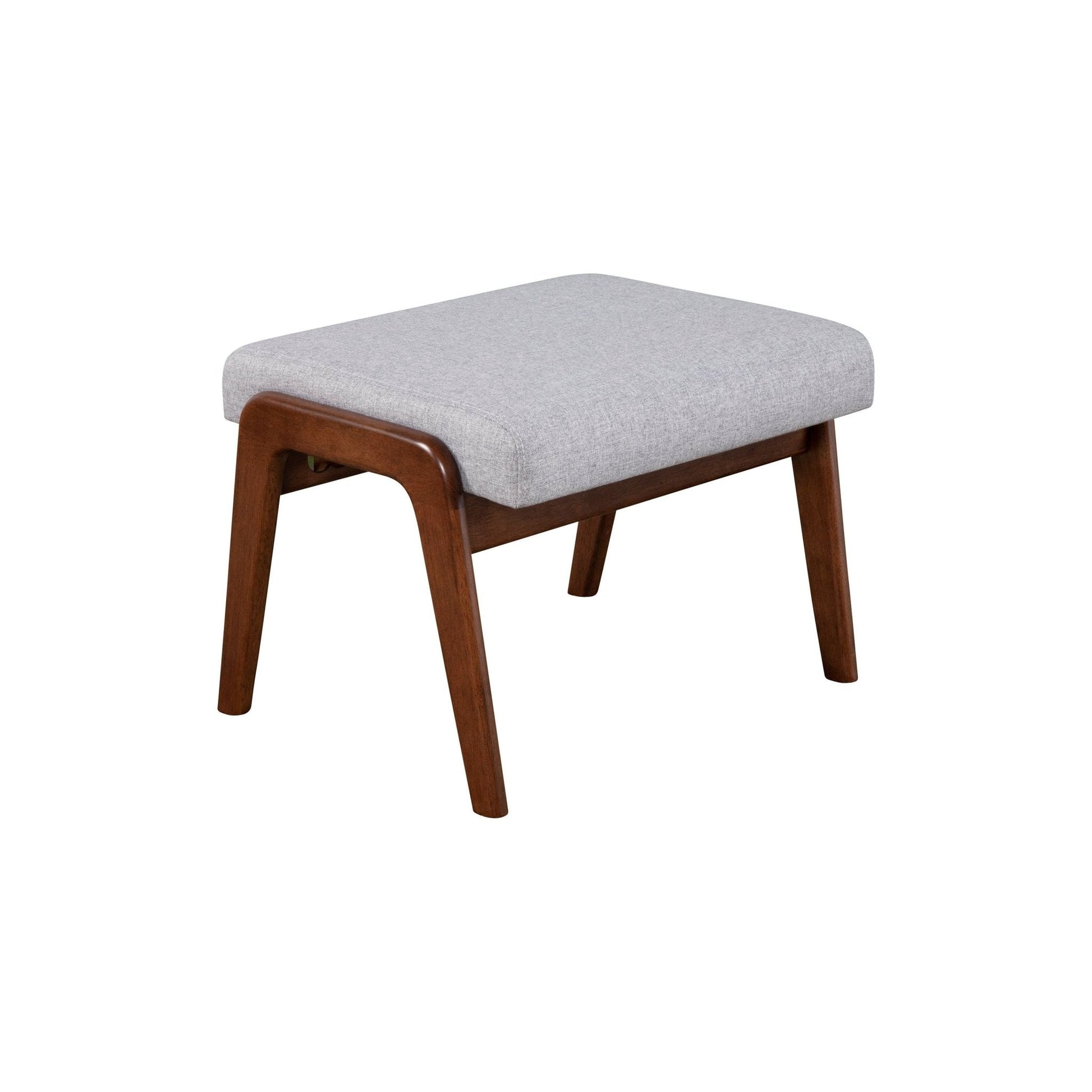 Zephyr Slate Footrest with solid wood frame and light gray upholstery, ideal for resting feet in any room setting.