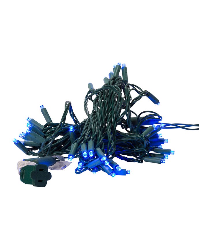 100-Light 5mm Blue LED Green Wire Light Set