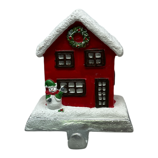 Snowman And  Holiday House Stocking Holder