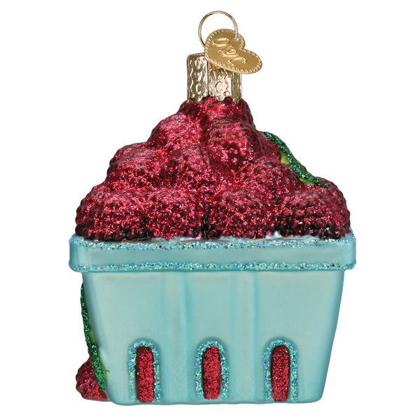 Carton Of Raspberries Glass Ornament