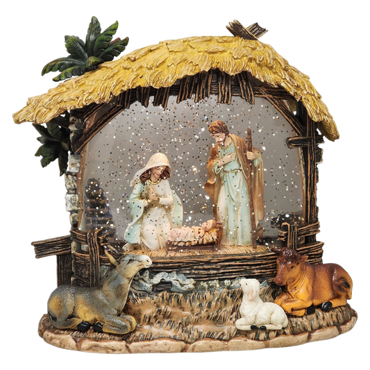 Enchanting Lighted Nativity Scene Snow Globe