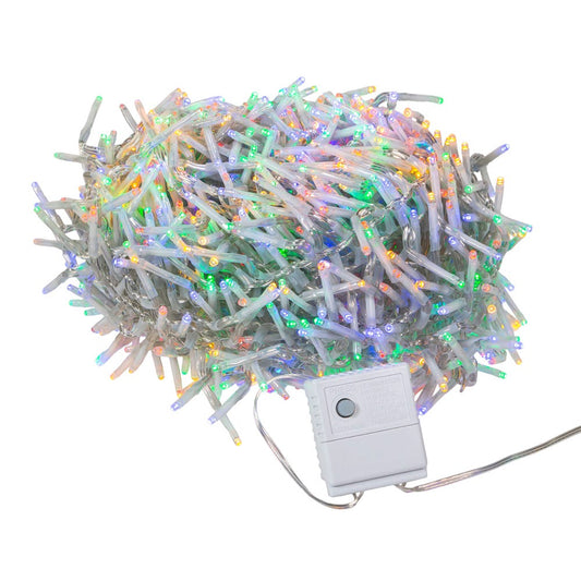 1000-Light Multicolor LED Clear Wire Cluster Garland