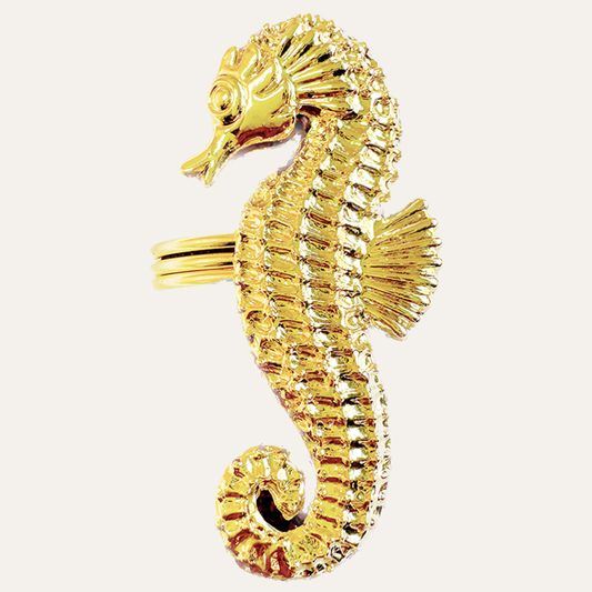 Gold Seahorse Napkin Rings – Elegant Coastal Table Decor Rings for Dining