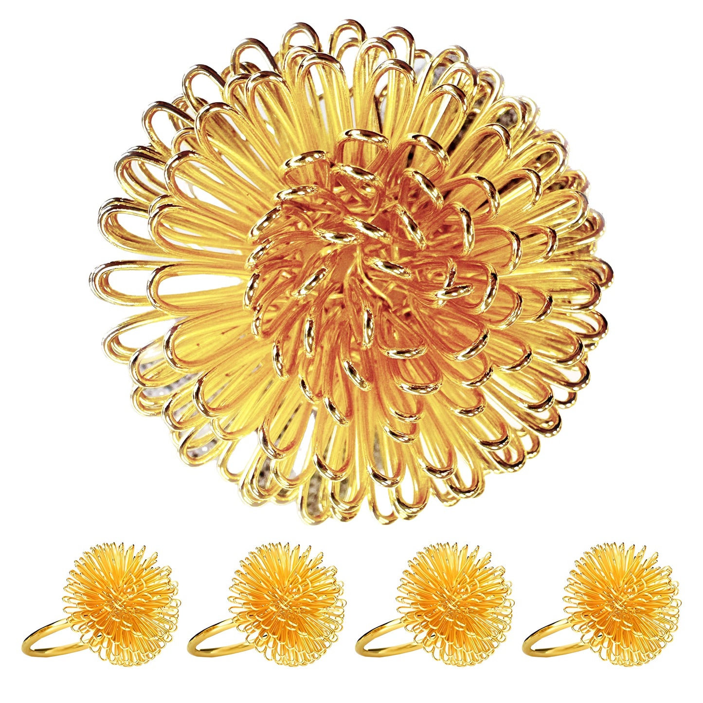 Gold Floral Napkin Rings – Elegant Rust Resistant Table Decor Accent